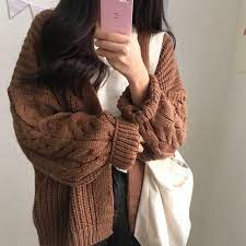 Us.shein.com has been visited by 1m+ users in the past month One Size Brown Knit Cardigan Sweater Oversized Cardigan Outfit Long Sleeve Knitted Cardigan Cardigan Outfits