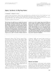 Pdf Injury Incidence In Hip Hop Dance
