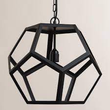 Black Metal Hexagon Pendant Lamp Metal Chandelier Pendant Lamp Affordable Pendant Lighting