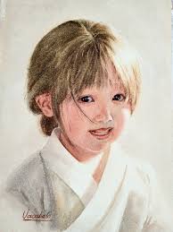 Ohayo! 🇯🇵😊 Another watercolor portrait painting of a Japanese little  girl. I couldn't resist her cuteness 🥰 Watch how I painted her via the  link in the comments below 👇 Join my