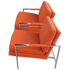 Carsons Vintage Pair Of Chrome Arm Lounge Chairs Cube Style Of Milo Baughman Armchair Vintage Lounge Cube Vintage Chairs