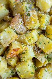 Parmesan Roasted Yukon Gold Potatoes Evolving Table Recipe Potato Side Dishes Easy Potato Recipes Health Dinner Recipes
