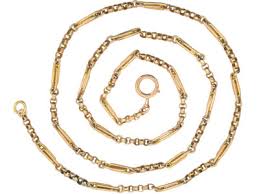 Victorian 15ct gold chain with flower motif & decorative clasp. Antique Chains Vintage Chains The Antique Jewellery Company