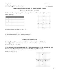 Helps analyze functions using different representations. 10 3 Graphing Cube Root Functions