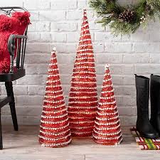 Find many great new & used options and get the best deals for vintage tinsel icicle drape christmas tree silver 3000 strands 18 festive nib at the best online prices at ebay! Pre Lit Led Red Tinsel Christmas Trees Set Of 3 Kirklands