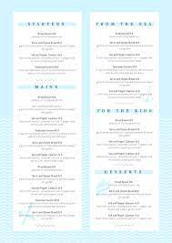 Light Blue Menu Template With Wavy Line Feature Easil Blue Menu Menu Template Restaurant Menu Template