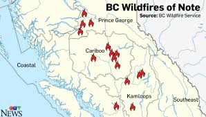 A map of the active wildfires in b.c. Notable Wildfires In British Columbia Ctv News