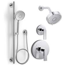 8 diameter adjustable length shower column: Kohler Kss Composed 4 Rths Cp Polished Chrome Composed Pressure Balanced Shower System With Shower Head Hand Shower Valve Trim And Shower Arm Faucet Com