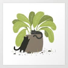 House Plant House Cats Art Print By Kelseykingillustration Society6 Cat Art Print Cat Art Illustration Plant Illustration
