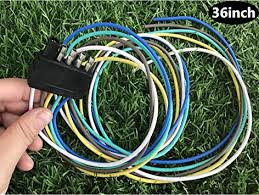 3/4 inch by 1 inch 6 way rectangle connectors right turn signal (green), left turn signal (yellow), taillight (brown), ground (white). Amazon Com 807 5 Way Flat Connector 5 Pin Flat Trailer Wire Extension 36inch For Led Brake Tailgate Light Bars Hitch Light Trailer Wiring Harness Extension Connector 5 Way Flat Plug Automotive