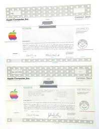 Designs, manufactures, and sells personal computers, mp3 players Apple Computer Inc 1987 To 2002 Issued And Specimen Stock And Bond Certificate Assortment
