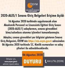 Ing bank'ın tüm şubeleri ve internet bankacılığı (kktc'den başvuracak adaylar hariç); 2020 Ales 1 Sinava Giris Belgeleri Erisime Acildi