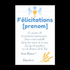 L'avantage des modèles une carte par feuille est le fait qu'elles entrerons parfaitement dans une enveloppe de. Carte De Felicitation Pour Une Communion A Imprimer