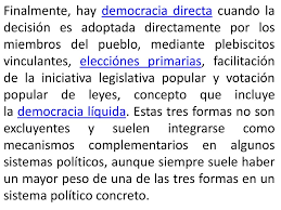 La democracia directa es una forma de democracia en la que los ciudadanos pueden participar directamente en el proceso de toma de decisiones en los últimos 120 años más de 240 iniciativas han sido votadas en referéndum. Democracia Grado 5 Ppt Descargar