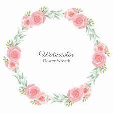 Watercolor Pink Rose Flower Circle Frame Circle Frame Watercolor Png And Vector With Transparent Background For Free Download Watercolor Flower Vector Watercolor Flower Wreath Circle Frames