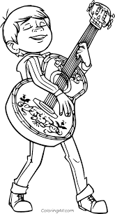 Free coloring sheets to print and download. Miguel Playing Guitar Coloring Page Coloringall