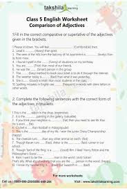English as a second language (esl) grade/level: Class 5 English Worksheet Comparison Of Adjectives English Grammar