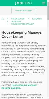 I am applying today with this cover letter and resume for your housekeeper position. Housekeeping Manager Cover Letter 20 Guides Examples