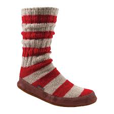 acorn slipper sock size xl m red stripe ragg wool