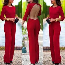 Women Lady Backless Formal Wedding Evening Party Cocktail Pants Jumpsuits Romper Macacao Vermelho Macacao Feminino Longo Pano