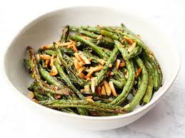Roasted Green Beans With Almonds Recipe Green Beans Green Beans With Almonds Green Bean Almond Casserole