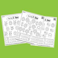 Decorate your pictures with crayons, markers, paint, buttons, or pom poms. Spring I Spy Free Preschool Coloring Pages Easy Level