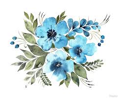 Imagine replicating your flowers in the form of flower drawings! Watercolor Bouquet In Light Blue Colors By Ritako Redbubble Blue Flower Art Loose Watercolor Flowers Watercolor Bouquet