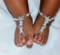 Baby Barefoot Sandals Pearl Baby Sandal Baby Christening Etsy