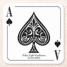 Ace Of Spades Playing Card Poker Casino Night Square Paper Coaster Zazzle Com Ace Of Spades Ace Card Unique Playing Cards