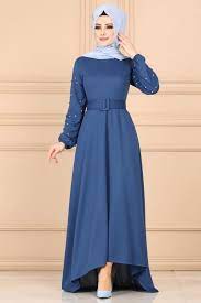Modaselvim Elbise Kollari Incili Kuyruklu Elbise Ukb3025 5 Indigo Dresses Muslim Dress Fashion