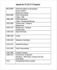 Free 17 Party Agenda Samples And Templates In Pdf