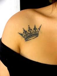 Simple Beauty Of A Crown Tattoo On A Girls Shoulder Chest Tattoos For Women Crown Tattoos For Women Shoulder Tattoos For Women