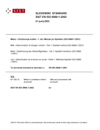 Kjeldahl Nitrogen Analysis As Reference Methods For Protein Determination  In Dairy Products | Pdf | Chemistry | Physical Sciences