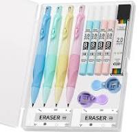 Four Candies 4PCS Cute Mechanical Pencil Set, 2.0mm Ergonomic Mechanical  Pencil with 44PCS HB Pencil Leads, 2PCS Sharpeners/Erasers, for Writing and  ...
