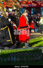 Northampton Remembrance Day Parade. Sunday 10th November 2013. The Mayor of  Northampton Leslie Marriott leads a