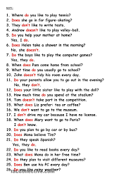 Fill In Do Does Don T Or Doesn T Do Does Don T Doesn T English Worksheets For Kids English Grammar Teaching English Grammar