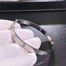 Cartier 18k White Gold Love Bracelet 4 Diamond White Gold Bracelet White Gold Bracelets
