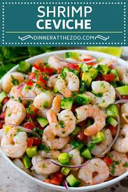 This shrimp ceviche is made with limes, lemon, red onion, cucumber, chile peppers, cilantro, and avocado for a fresh, healthy, and delicious shrimp ceviche recipe. Shrimp Ceviche Dinner At The Zoo