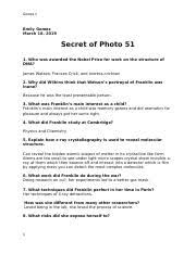 Check answers finish show answers show feedback next try again mute. Video Worksheet Name Marissa Albracht Hr Nova Secret Of Photo 51 Video Worksheet 1 List The Names Of At Least 4 Important Scientists From The Video Course Hero