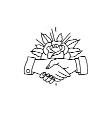 Traditional Handshake And Rose Tattoo Flash Sketch Design Blekk