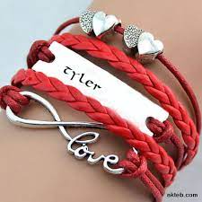 اكتب اسمك على صورة أساور القلب الأحمر أكتب اسمك على الصور leather charm bracelets diy bracelets how to make handmade bracelets