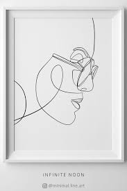 Black And White Face Drawing One Line Woman With Glasses Print Fashion Eyewear Art Female Face Etsy Simple Line Drawings Line Drawing Line Art