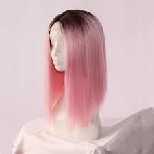 Black And Pink Wig Short Dark Black Root Pink Synthetic Lace Front Wig 10 16 Inch Short Straight Hair Bob Cabelos Pintados Cabelo Dos Sonhos Ombre Hair