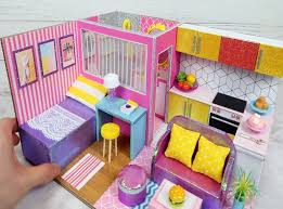A bedroom, a kitchen/dining room, a. Diy Barbie Home Facebook