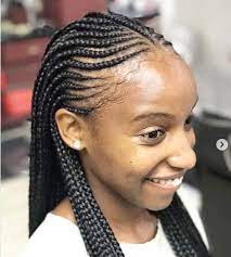 center parted long braids