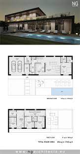 Modern villa full2d plan of the ground,1st with furniture, and compound wall plus detailed cast gate 4 elevation2 sectionwindows schedule doors schedulestair plan and detailscompound wall and gate. Pin On Modern House Plans