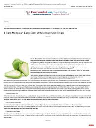 Khasiat labu siam dipercaya ampuh untuk asam urat, diabetes, diet, hipertensi, kolesterol serta dunia kesehatan dan dunia kecantikan lain. 4 Cara Mengolah Labu Siam Untuk Asam Urat Tinggi Pakarasamurat