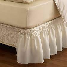 Meila bed skirt three fabric sides elastic wrap around dust ruffled solid bed skirts easy on/easy off 16 inch tailored drop, white, queen/king. Ruffled Solid Adjustable Bed Skirt Bed Bath Beyond