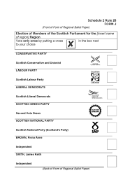 Guidance on the form and content of constituency and regional ballot papers for the scottish parliamentary election form of the constituency ballot paper the whole space between the top and bottom of the ballot paper, i.e. The Scottish Parliament Elections Etc Order 2015