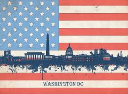 Bandera del distrito de columbia (es); Washington Dc Skyline Usa Flag 3 Digital Art By Bekim M